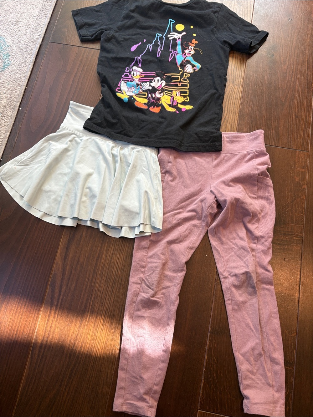 Old Navy Pink Leggings with Light Blue Skirt